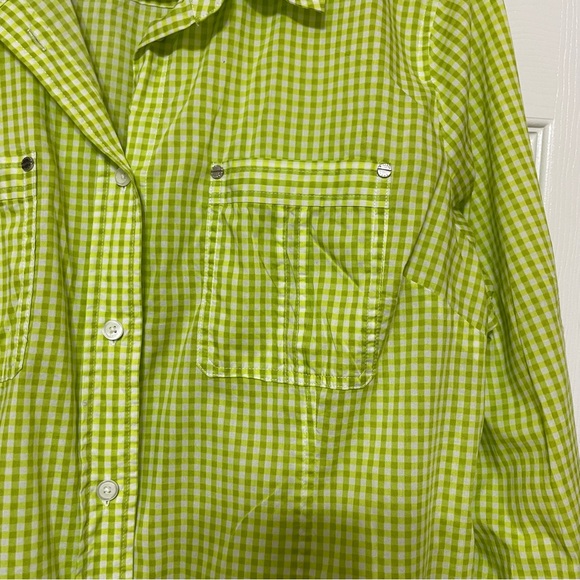 Michael Kors Lime Checkered Button Down Shirt - Picture 4 of 11